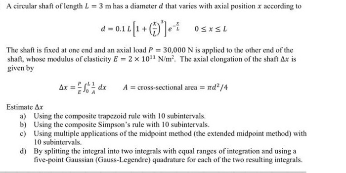 Solved A Circular Shaft Of Length L = 3 M Has A Diameter D 