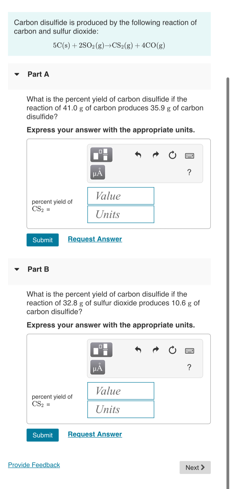 Solved Carbon disulfide is produced by the following | Chegg.com