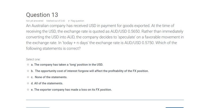 Solved Mini 16. An Australian company has received USD in