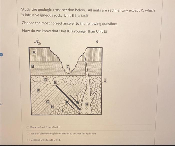 Solved Study the geologic cross section below, then arrange | Chegg.com