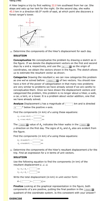 Solved A hiker begins a trip by first walking 22.0 km | Chegg.com