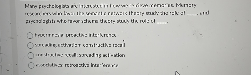 Solved Many psychologists are interested in how we retrieve | Chegg.com