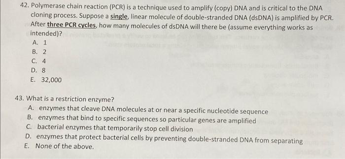 Solved 42. Polymerase Chain Reaction (PCR) Is A Technique | Chegg.com