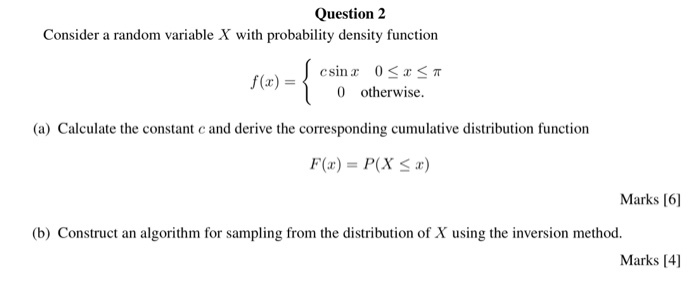 Solved Question 2 Consider a random variable X with | Chegg.com