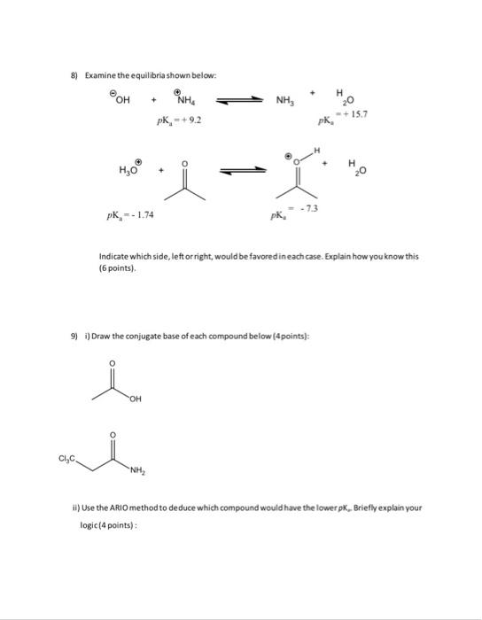 Solved 8) Examine the equilibria shown below: Indicate which | Chegg.com