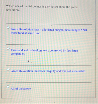 Solved Which one of the followings is a criticism about the | Chegg.com