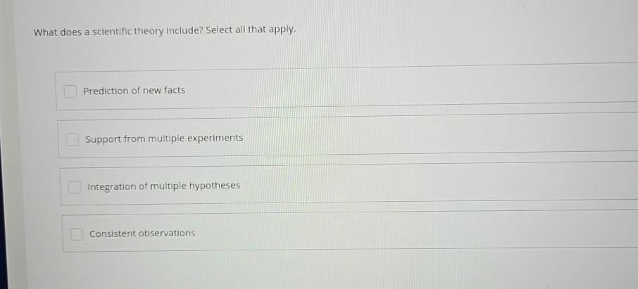 Solved What does a scientific theory include? Select all | Chegg.com