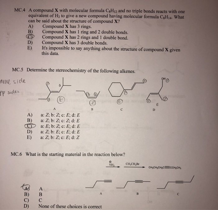 Solved MC.4 A compound X with molecular formula CgH 2 and no