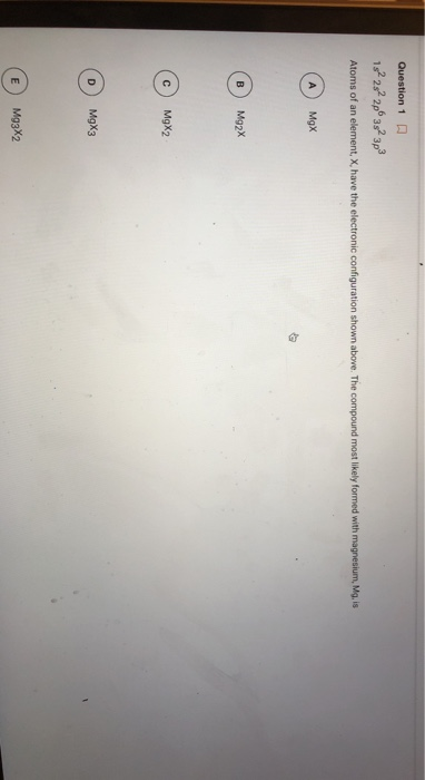Solved 152 2 2 2p 3s 3p3 Atoms of an element, X, have the | Chegg.com