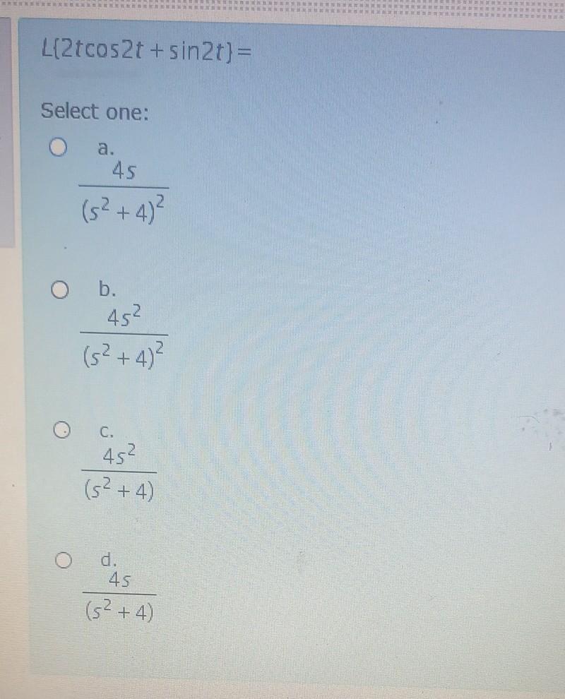 Solved L 2tcos2t Sin2t Select One A 45 5 4 B 4 Chegg Com