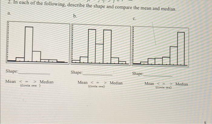 Solved 2. In each of the following, describe the shape and | Chegg.com