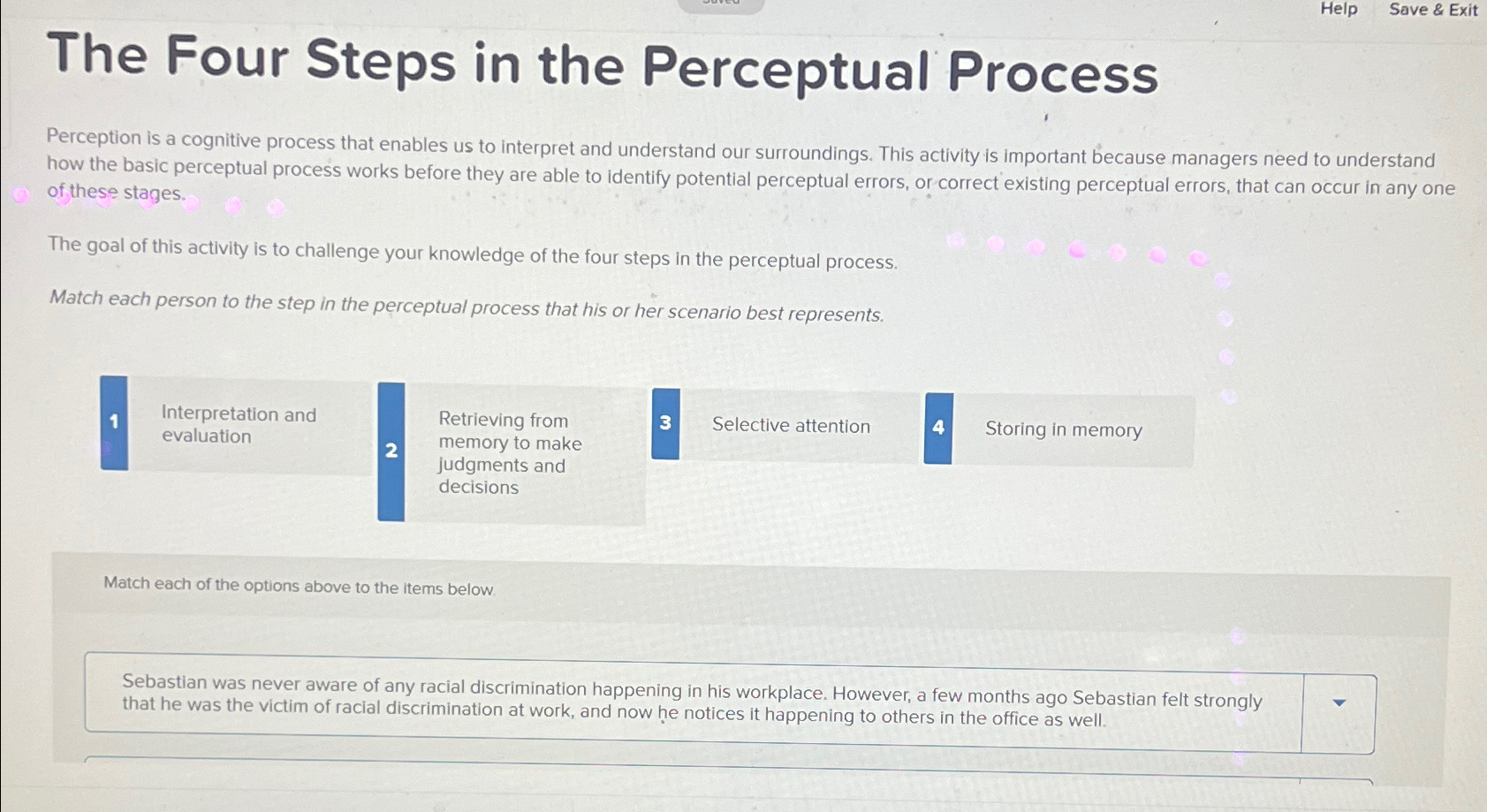 Solved HelpSave & ExitThe Four Steps in the Perceptual | Chegg.com