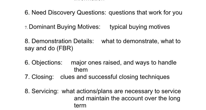 Solved i need to make sales manual on this so need | Chegg.com