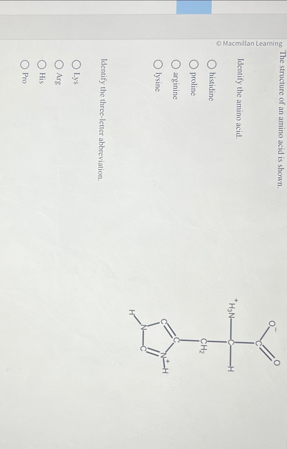 ∞c ﻿The structure of an amino acid is shown.Identify | Chegg.com