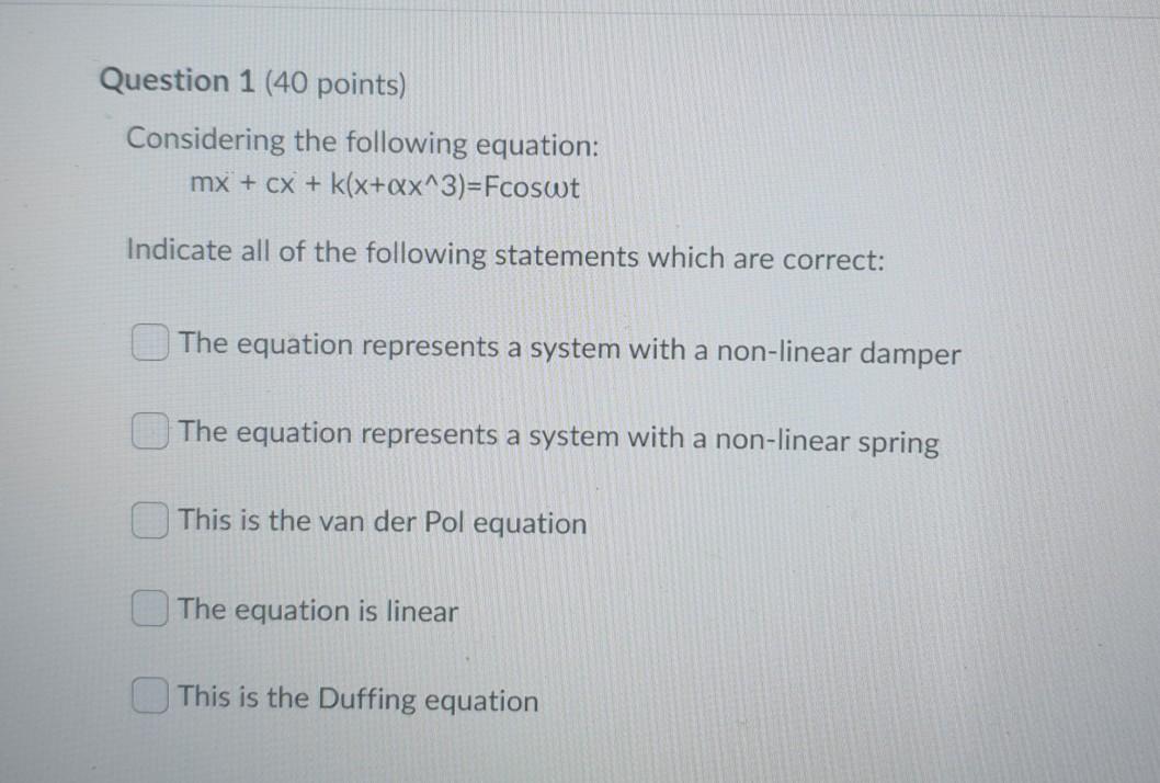 Solved Question 1 (40 Points) Considering The Following | Chegg.com