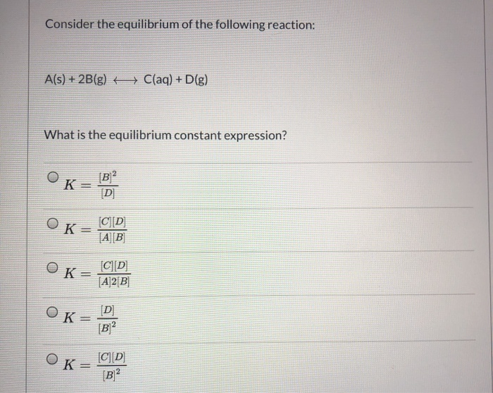 Solved Consider the equilibrium of the following reaction: | Chegg.com