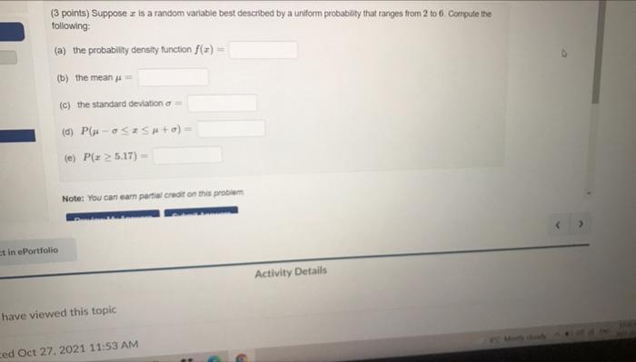 Solved (3 points) The density function of X is given by @+ | Chegg.com
