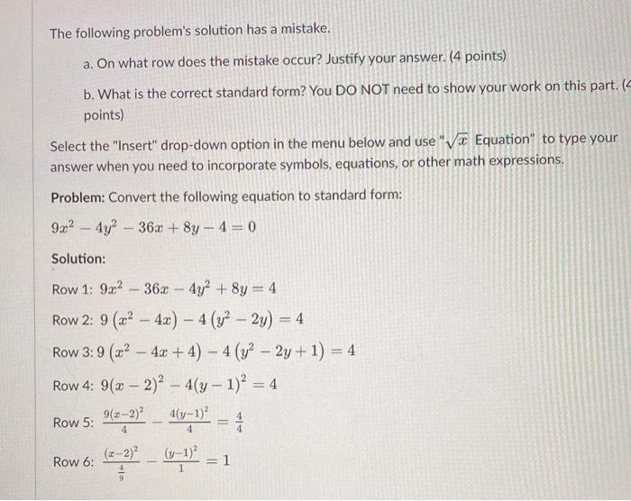Solved The following problem's solution has a mistake. a. On | Chegg.com