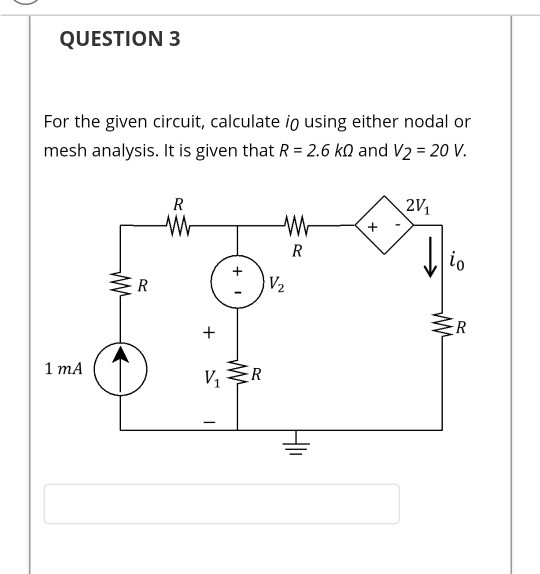Solve Rlc Using Mesh Analysis Solved QUESTION 5 Use mesh analysis to solve 11 R1 =500, | Chegg.com