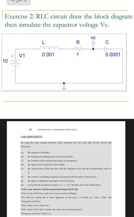 Exercise 2: RLC circuit draw the block diagram then | Chegg.com