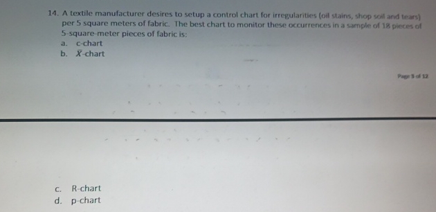 Solved A textile manufacturer desires to setup a control | Chegg.com