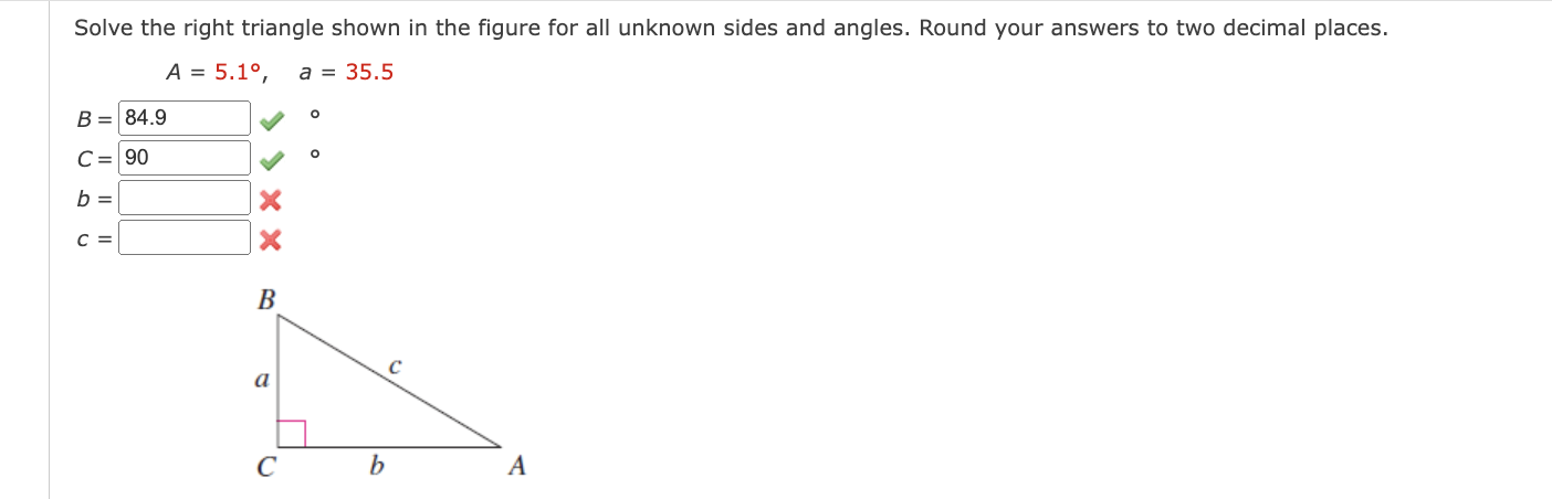 Solved Solve the right triangle shown in the figure for all | Chegg.com