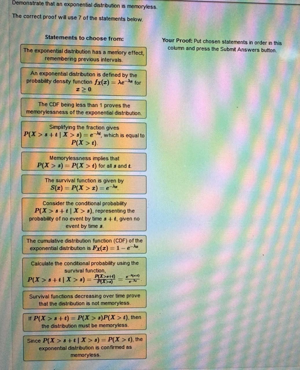 Solved Demonstrate that an exponential distribution is | Chegg.com