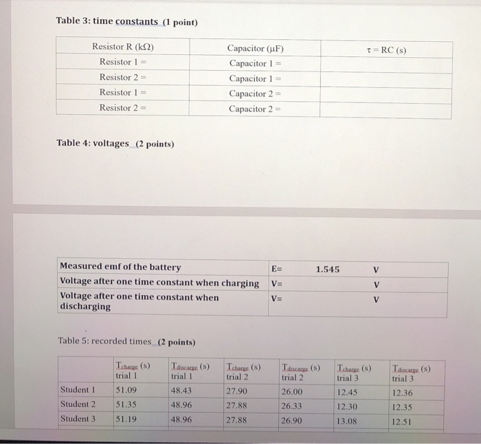 Solved Lab report 7 (24 points) Table 1 resistors (2