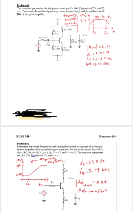 Solved Problema The transistor parameters for the given | Chegg.com