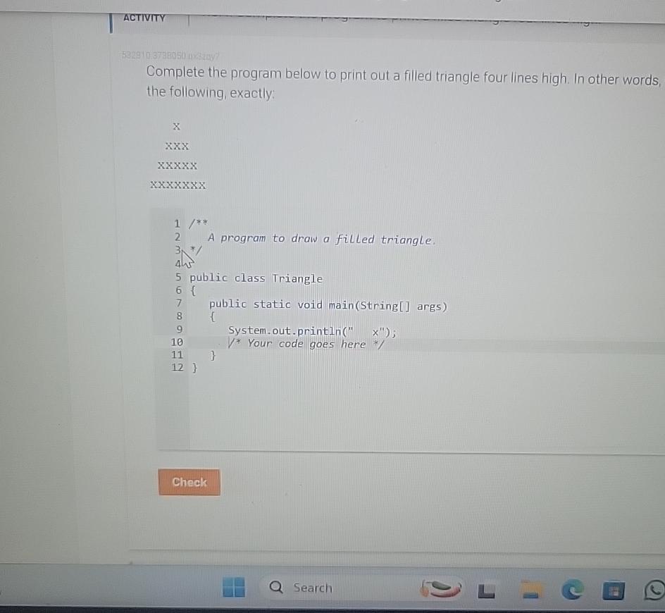 Solved ACTIVITYComplete the program below to print out a | Chegg.com