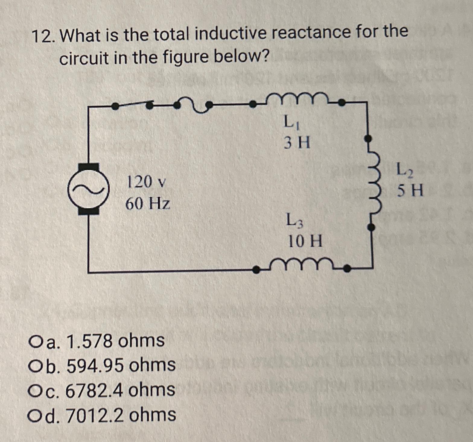 Solved What is the total inductive reactance for the circuit | Chegg.com