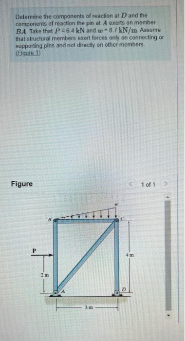 Solved Determine the components of reaction at D and the | Chegg.com