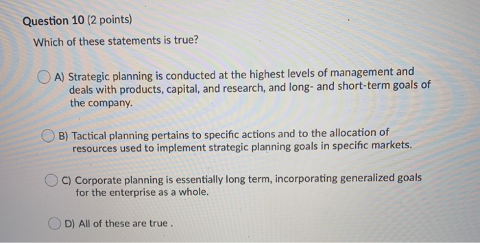 Solved Question 10 (2 points) Which of these statements is | Chegg.com