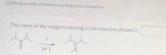 22.6 Preparation of Amines via Reductive Amination
The name of the reagent missing in the reaction shown is