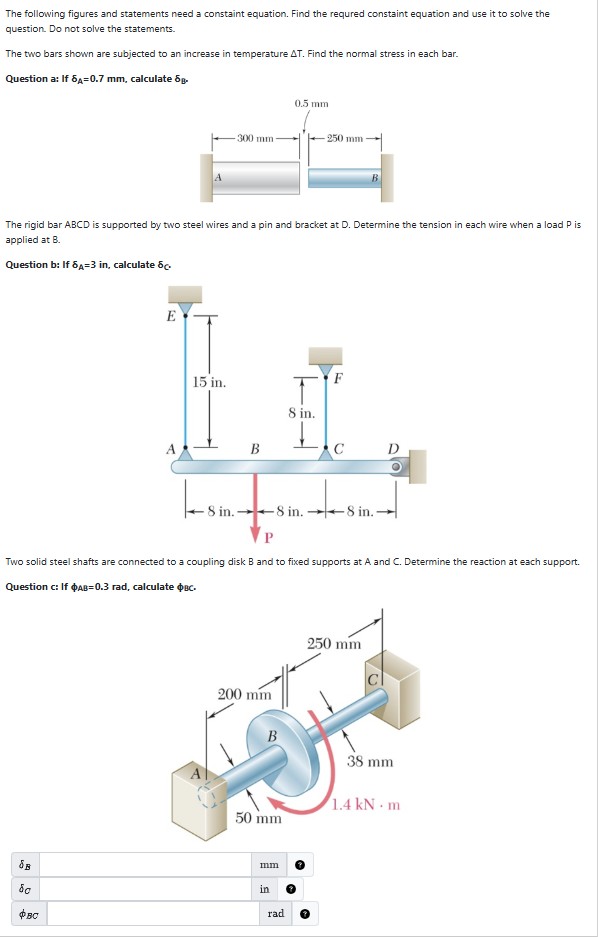 Solved The two bars shown are subjected to an ﻿increase in | Chegg.com
