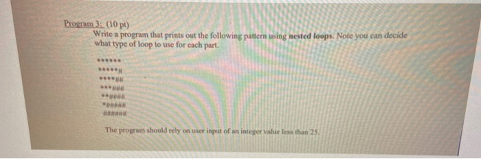 Solved Program 3 (10p) Write a program that prints out the | Chegg.com