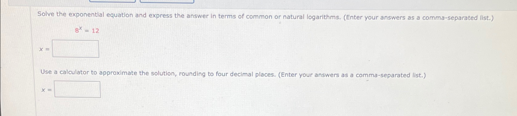 Solved Solve the exponential equation and express the answer | Chegg.com