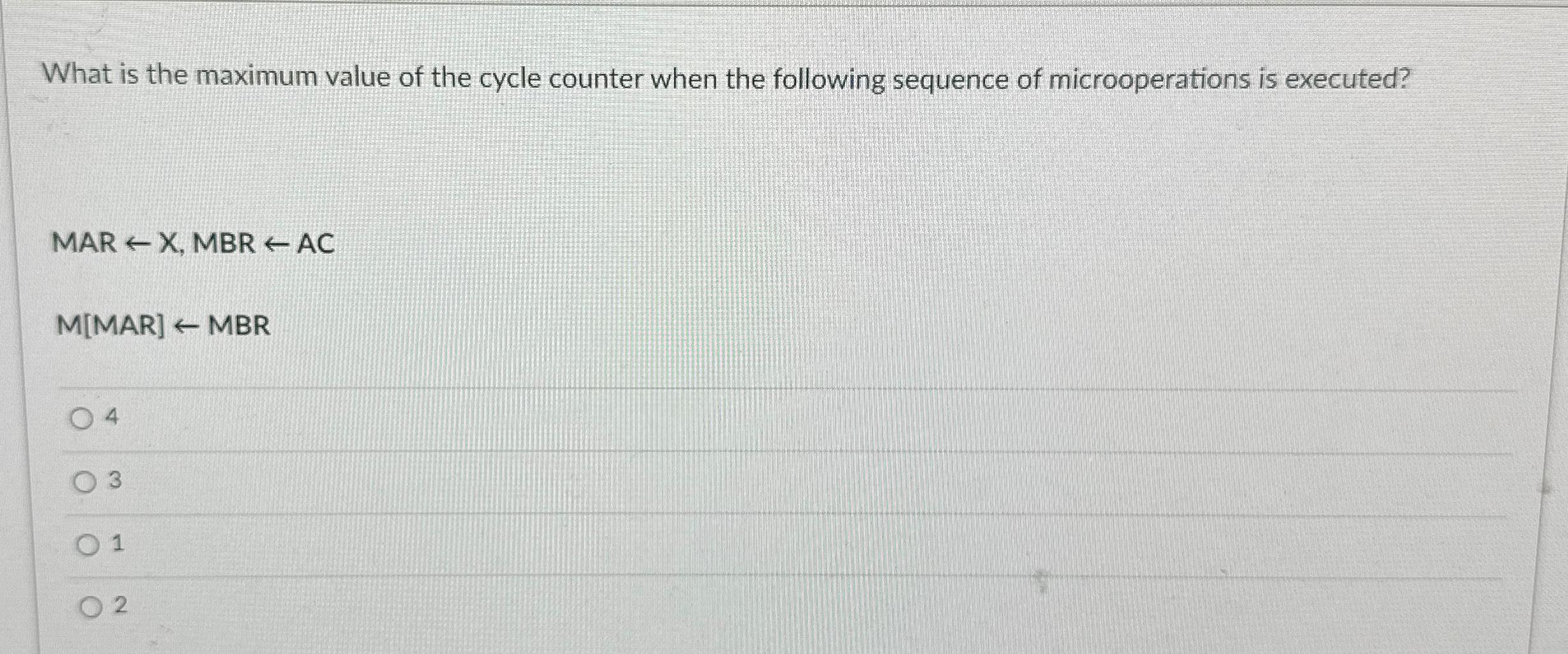 Solved What is the maximum value of the cycle counter when | Chegg.com