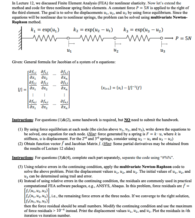 In Lecture 12, we discussed Finite Element Analysis | Chegg.com