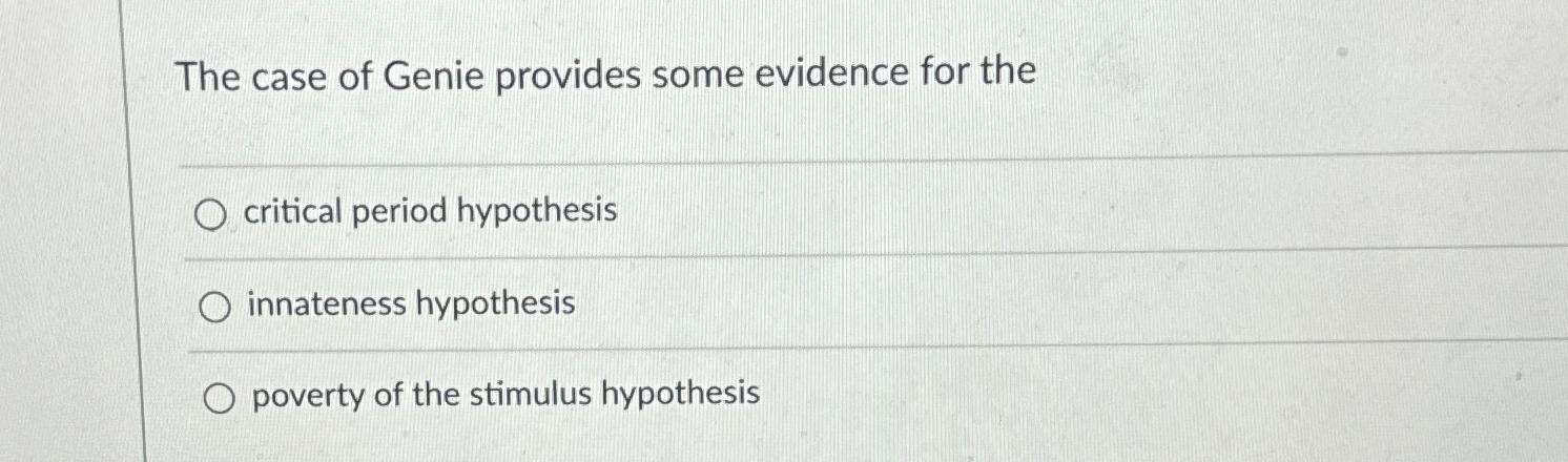 case of genie and the critical period hypothesis