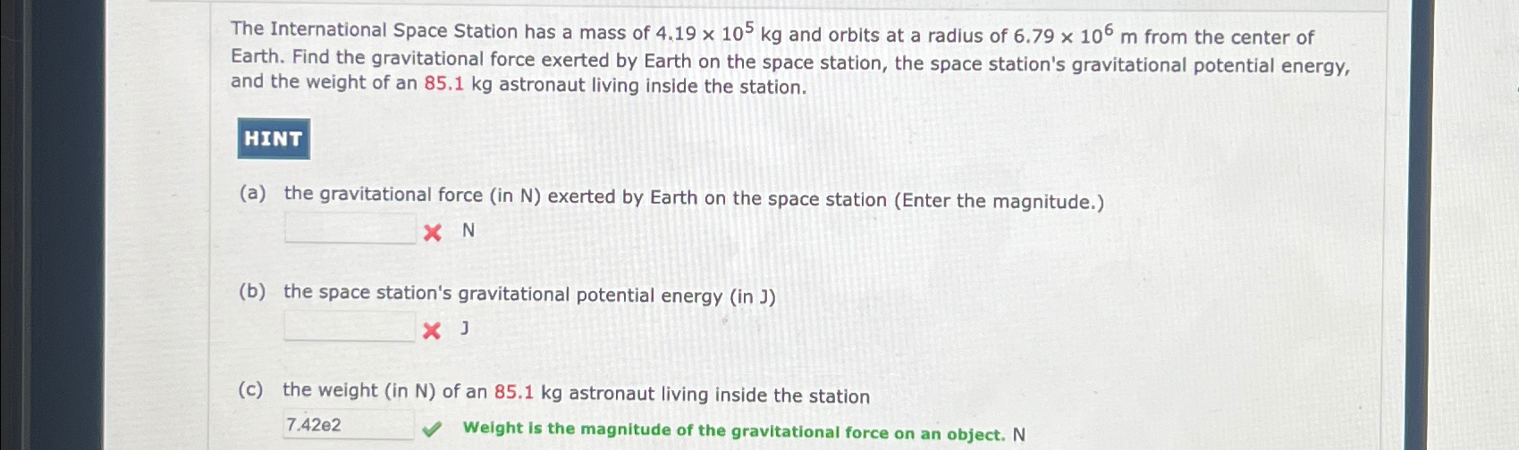 The International Space Station has a mass of | Chegg.com