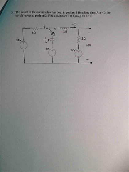 Solved The switch in the circuit below has been in position | Chegg.com