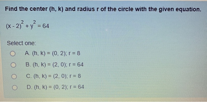 Solved Find The Center H K And Radius R Of The Circle Chegg Com