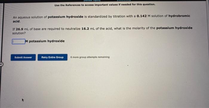 Solved An Aqueous Solution Of Potassium Hydroxide Is | Chegg.com