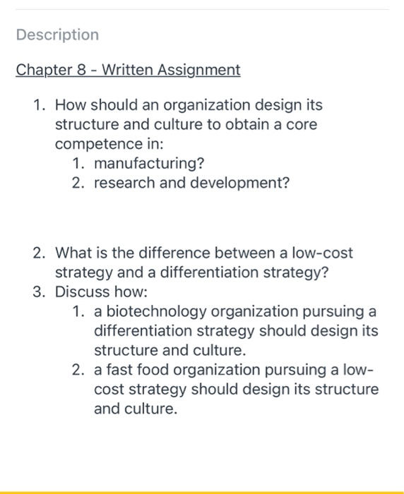 Solved Description Chapter 8 - Written Assignment 1. How | Chegg.com