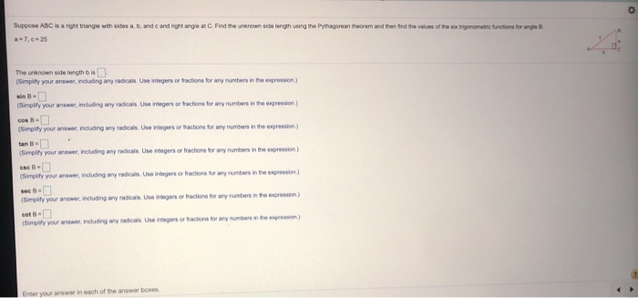 Solved Suppose ABC Is A Right Triangle With Sides A, B, And | Chegg.com