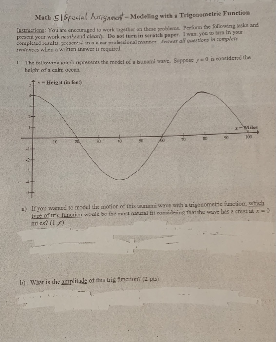 Solved Math 5 Special Assignment - Modeling with a | Chegg.com