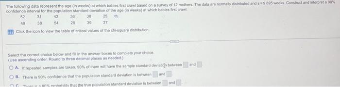Solved confidence interval for the population standard | Chegg.com