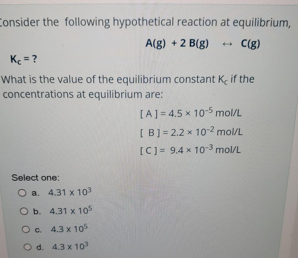 Solved Consider The Following Hypothetical Reaction At | Chegg.com