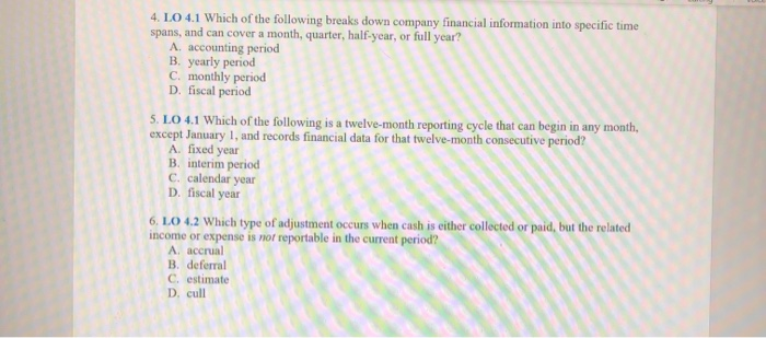 Solved tam 1. LO 4.1 Which of the following is any reporting 